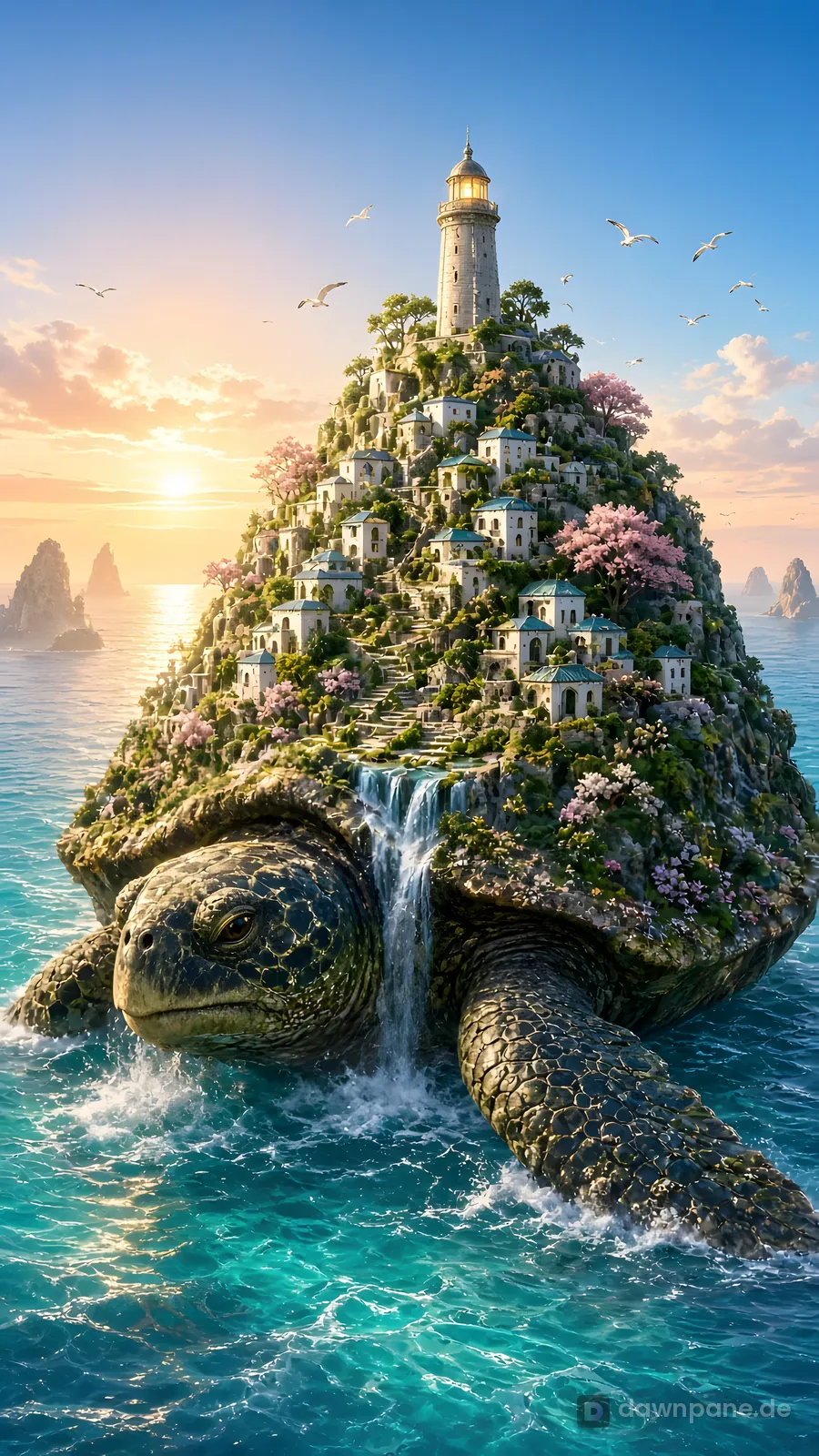 Ancient Turtle Isle fantasy wallpaper – Phone 9:16 / 19.5:9 preview