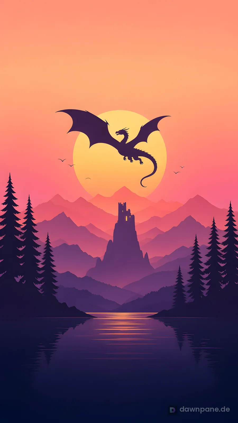Dragon Peaks fantasy wallpaper – Phone 9:16 / 19.5:9 preview