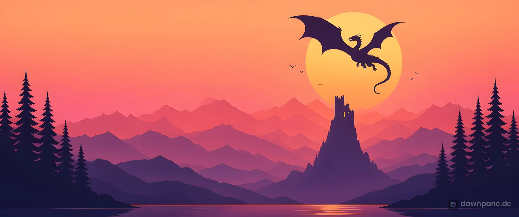 Dragon Peaks fantasy wallpaper – Ultrawide 21:9 preview
