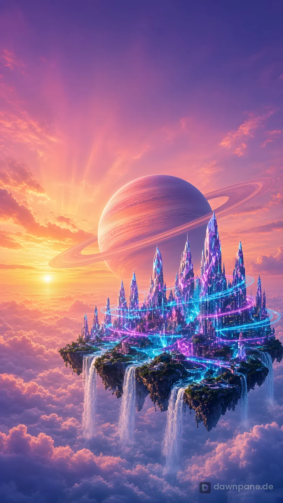Floating Sky City – fantasy phone wallpaper