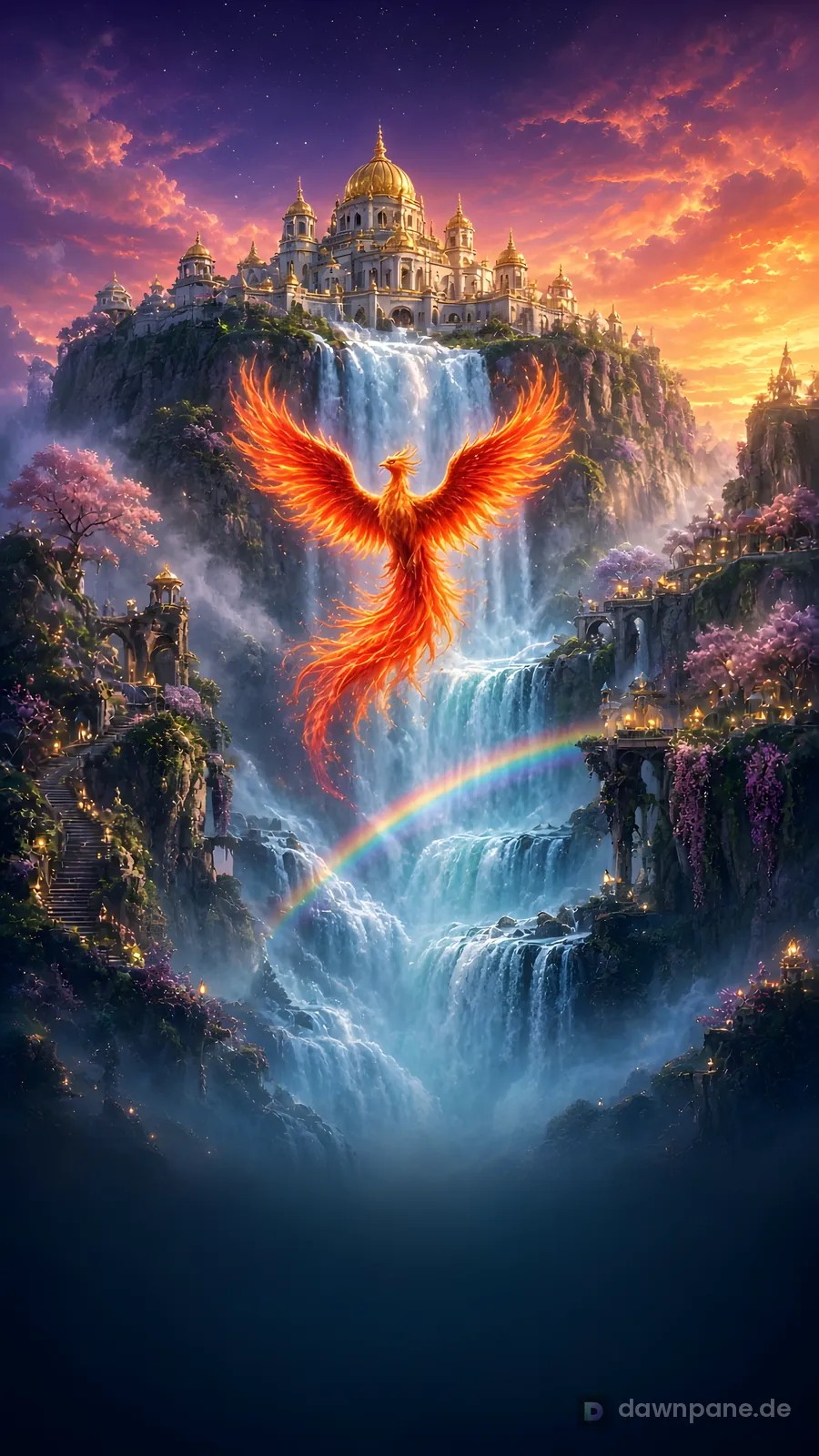 Phoenix Falls fantasy wallpaper – Phone 9:16 / 19.5:9 preview