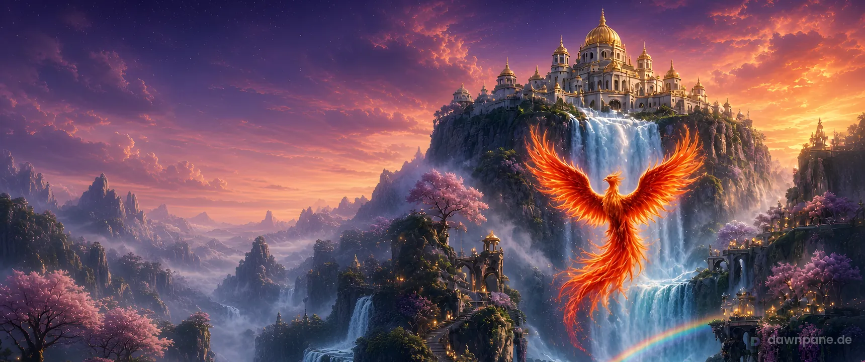 Phoenix Falls fantasy wallpaper – Ultrawide 21:9 preview